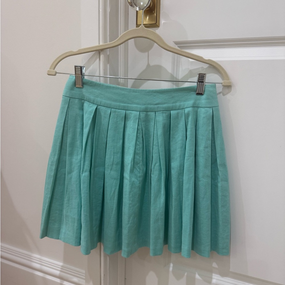 Alice + Olivia Aqua Pleated Skater Skirt